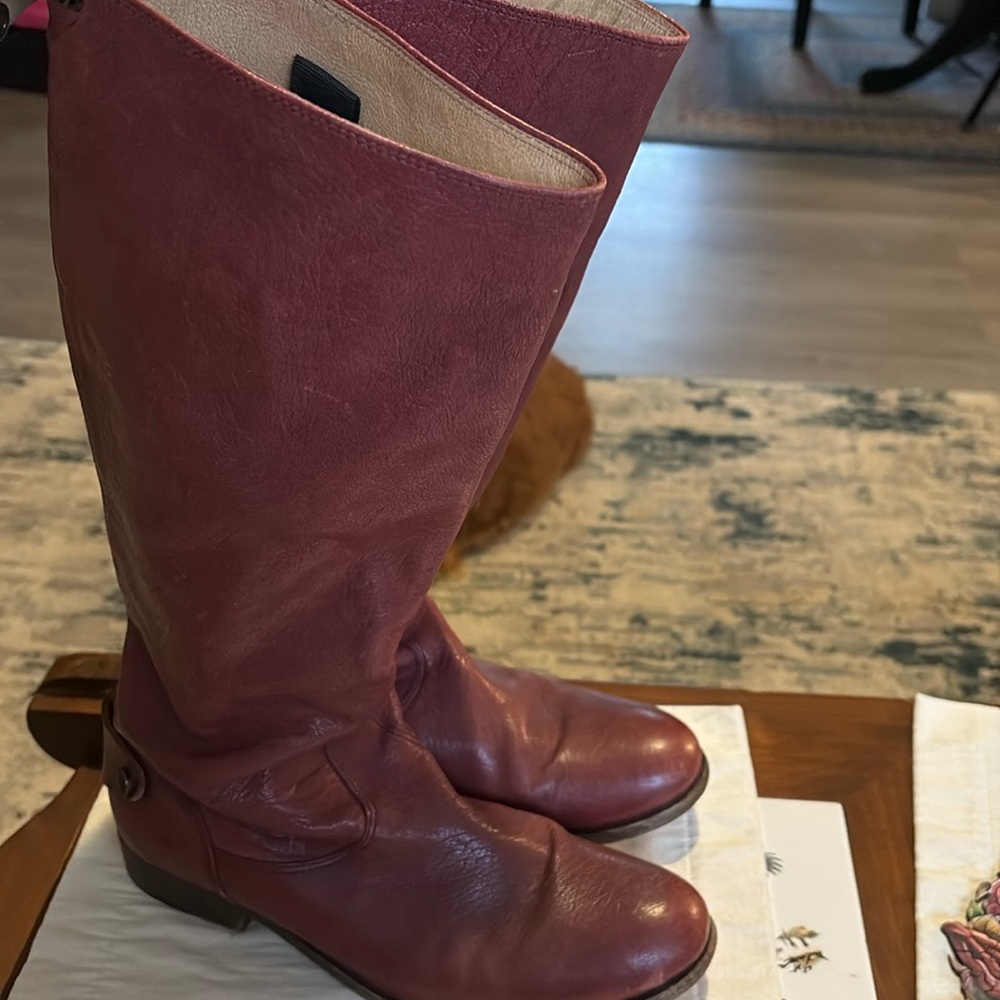 Frye Melissa Button Back Riding Boot with zipper